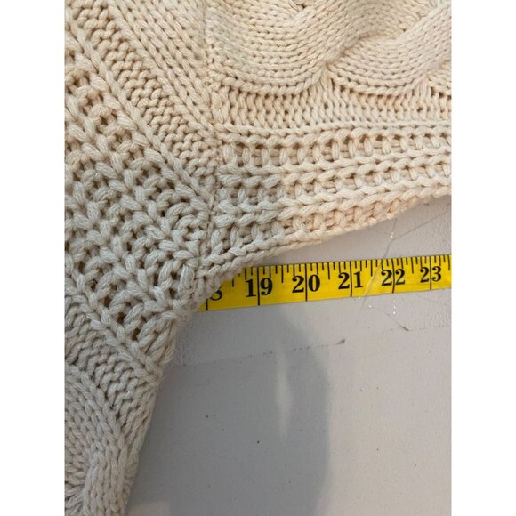 Windsor Asymmetrical Cable Knit Turtleneck Sweater Cream Small - Picture 6 of 7